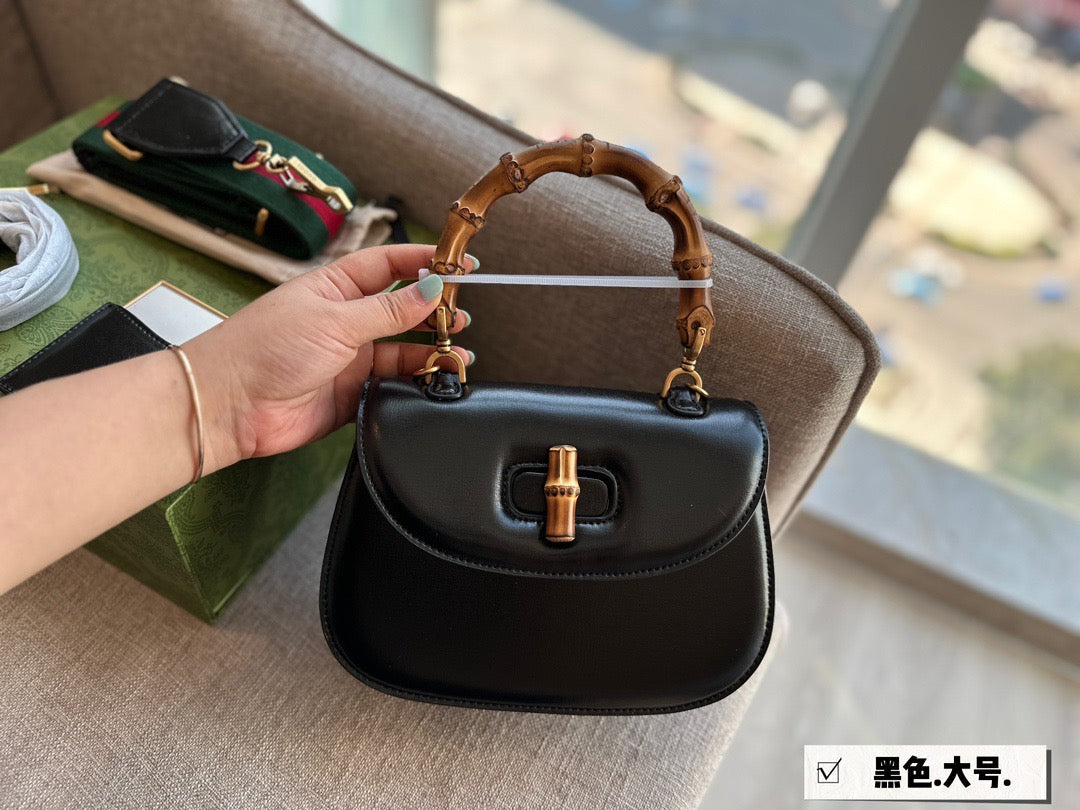 GC570 Gucci Bamboo 1947 Small Top Handle Bag / 8.3"W x 6"H x 2.75"D