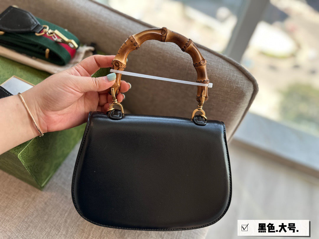 GC570 Gucci Bamboo 1947 Small Top Handle Bag / 8.3"W x 6"H x 2.75"D