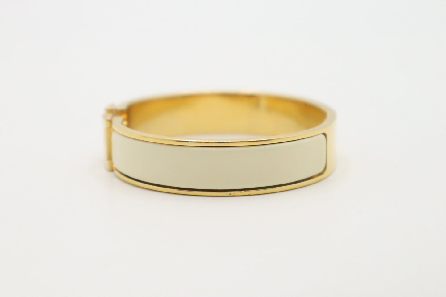 Hermes Clic H White Enamel Bracelet