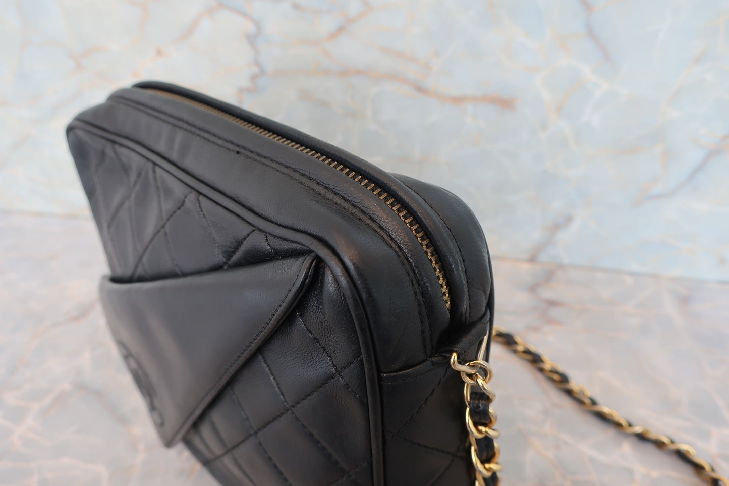 CHANEL/シャネル マトラッセフリンジチェーンショルダーバッグ ラムスキン ブラック/ゴールド金具 ショルダーバッグ 700070252