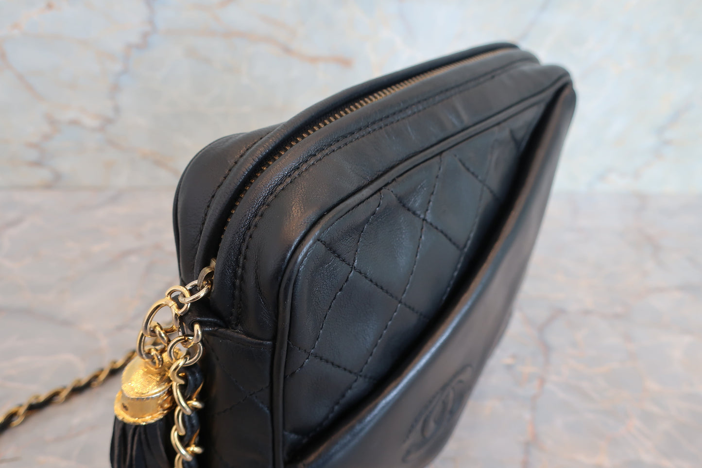 CHANEL/シャネル マトラッセフリンジチェーンショルダーバッグ ラムスキン ブラック/ゴールド金具 ショルダーバッグ 700070252