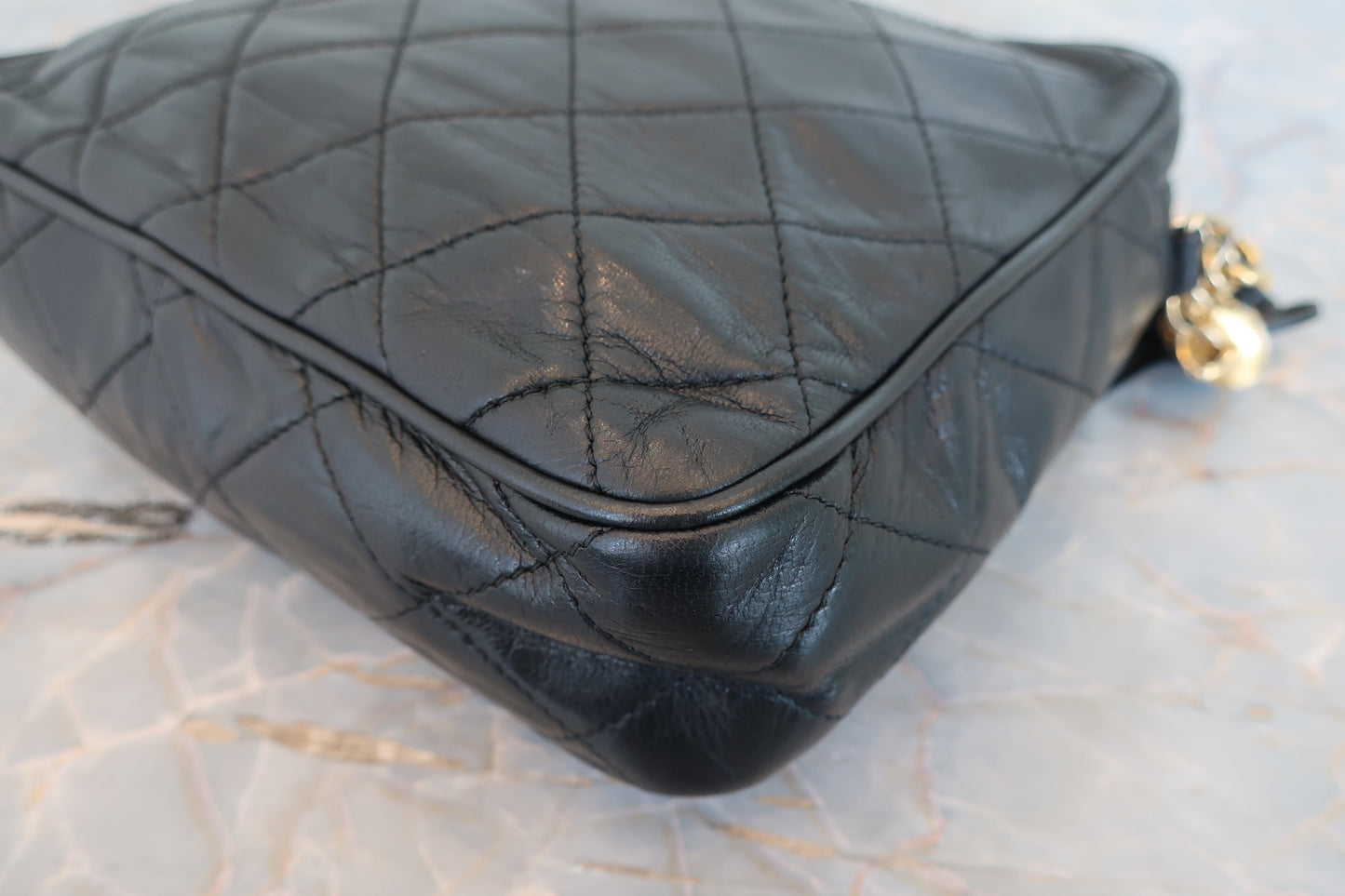 CHANEL/シャネル マトラッセフリンジチェーンショルダーバッグ ラムスキン ブラック/ゴールド金具 ショルダーバッグ 700070252
