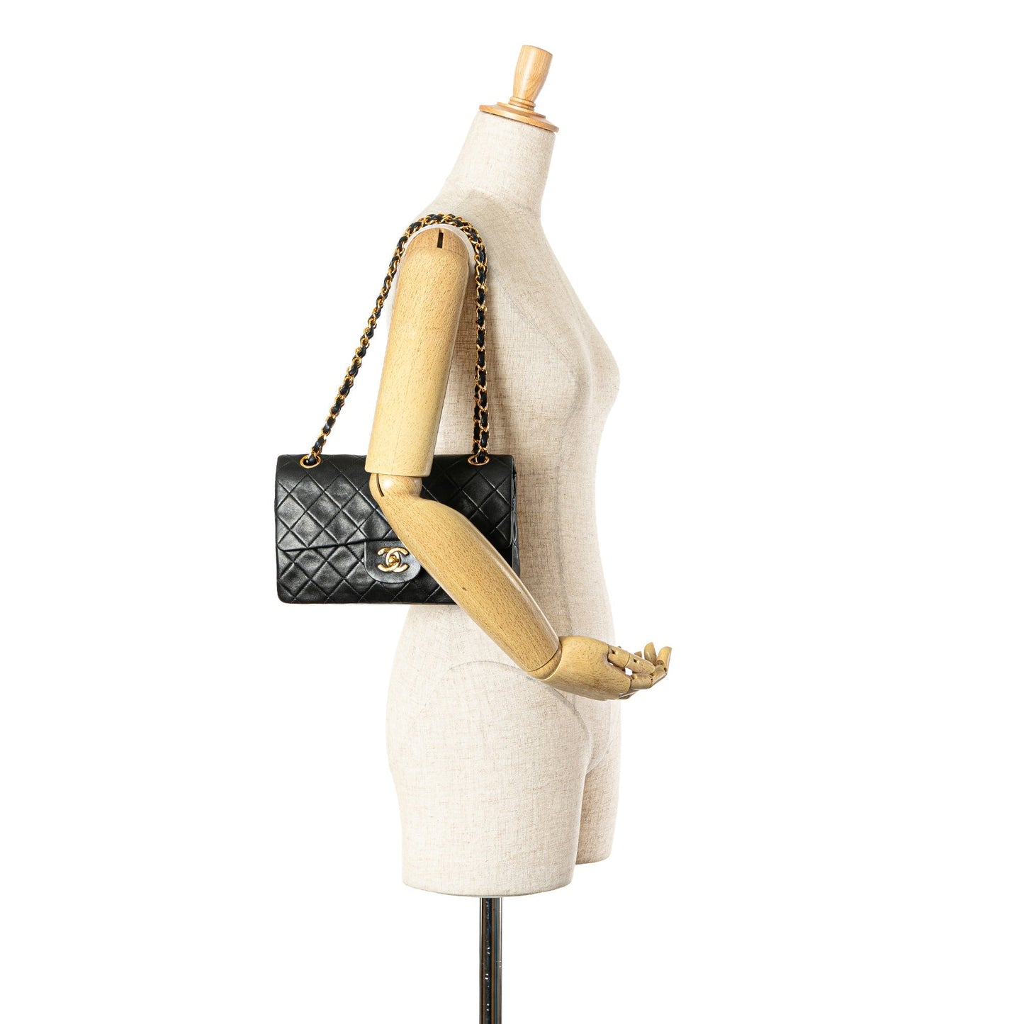 Black Chanel Small Classic Lambskin Double Flap Shoulder Bag