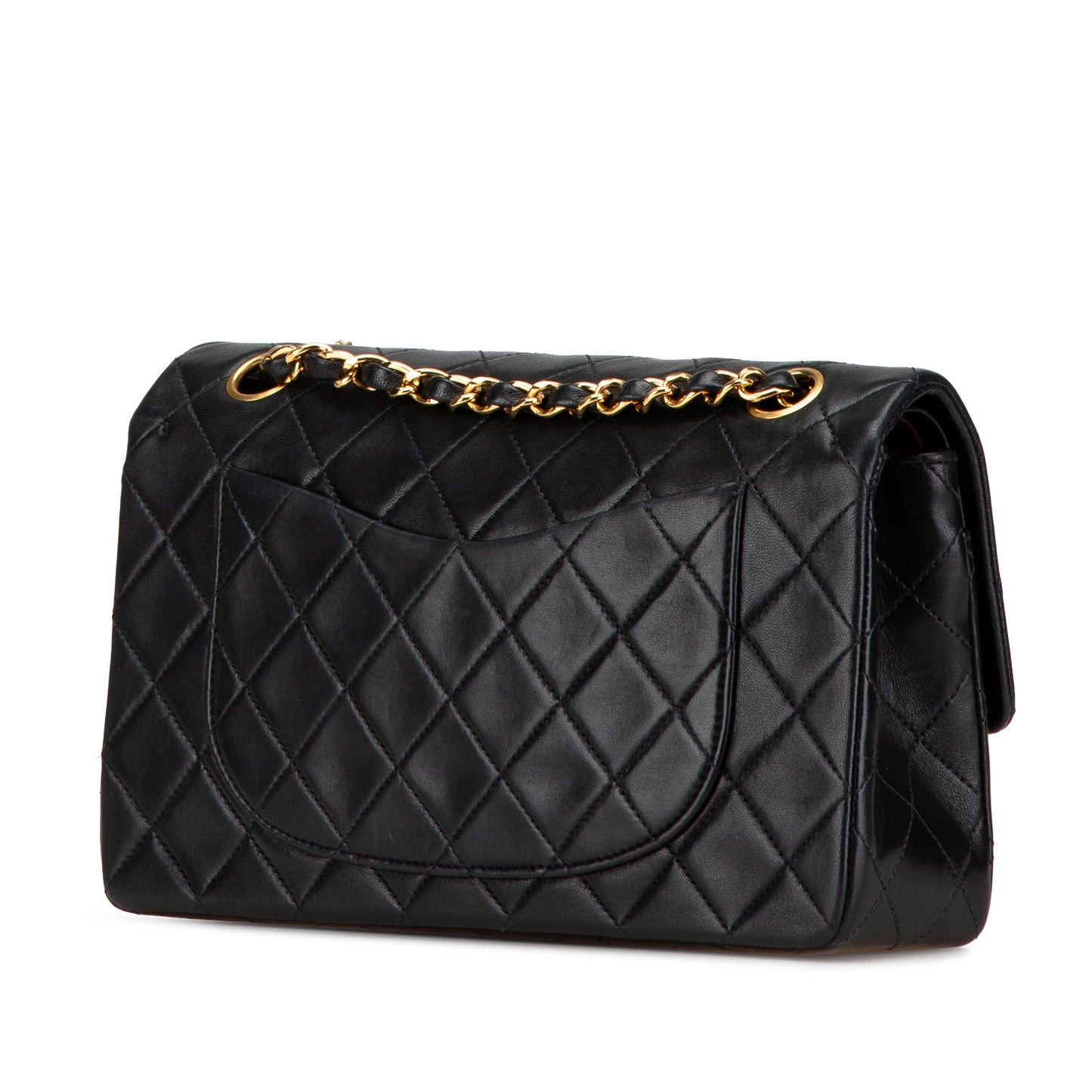 Black Chanel Small Classic Lambskin Double Flap Shoulder Bag