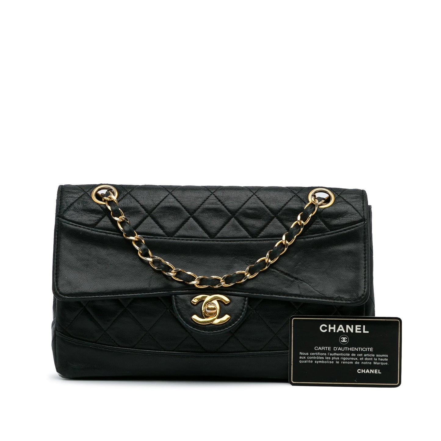 Black Chanel Quilted Lambskin Shoulder Bag