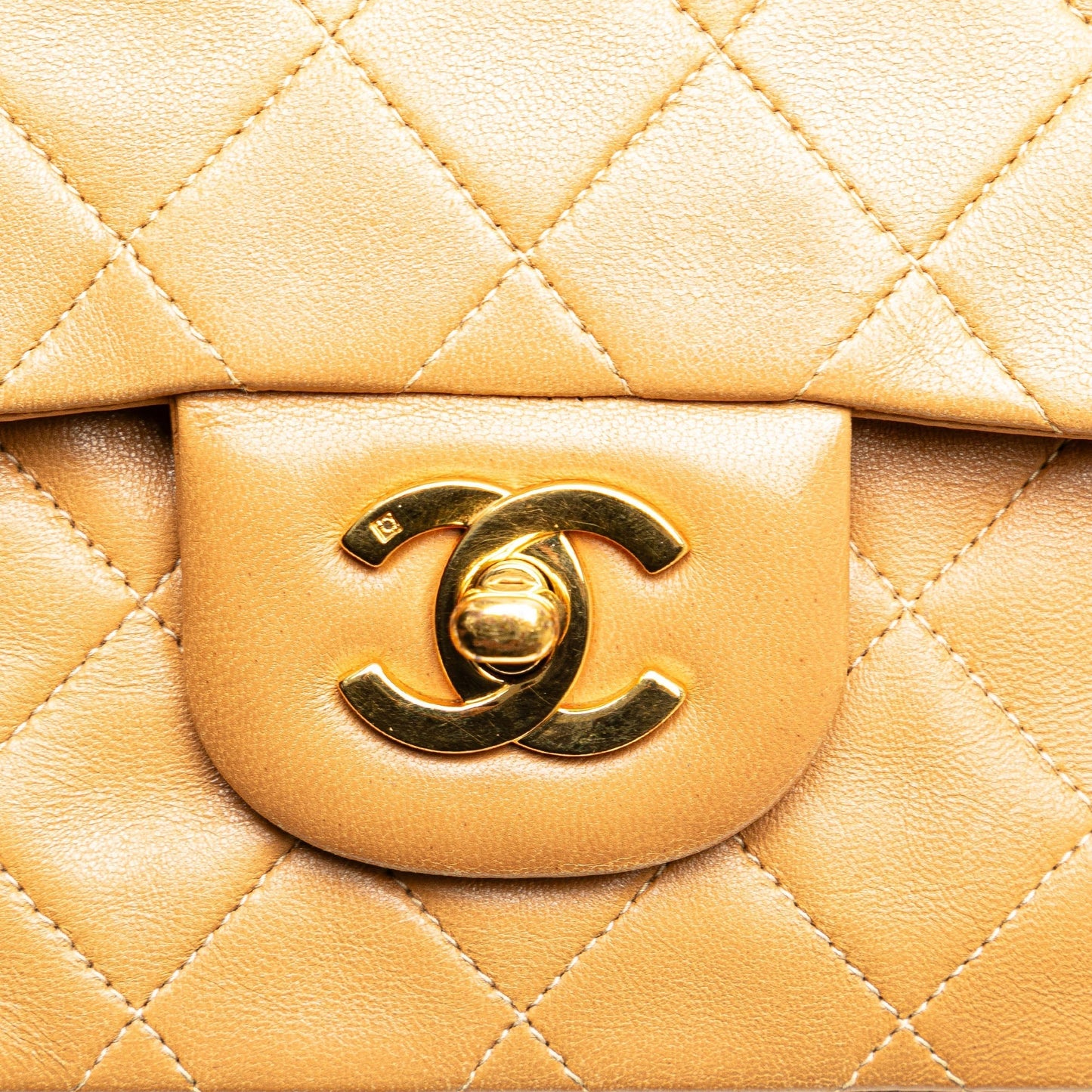 Orange Chanel Small Classic Lambskin Double Flap Shoulder Bag