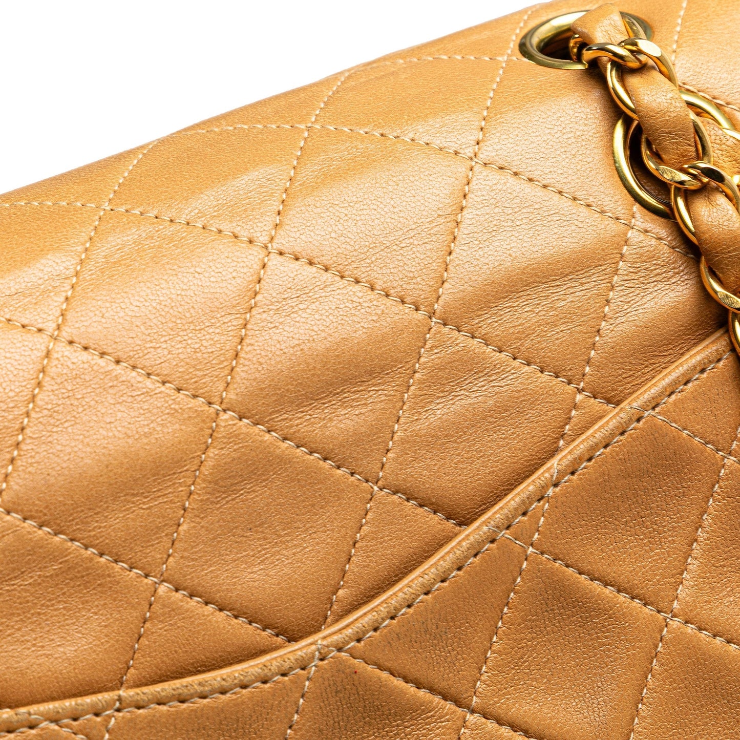 Orange Chanel Small Classic Lambskin Double Flap Shoulder Bag