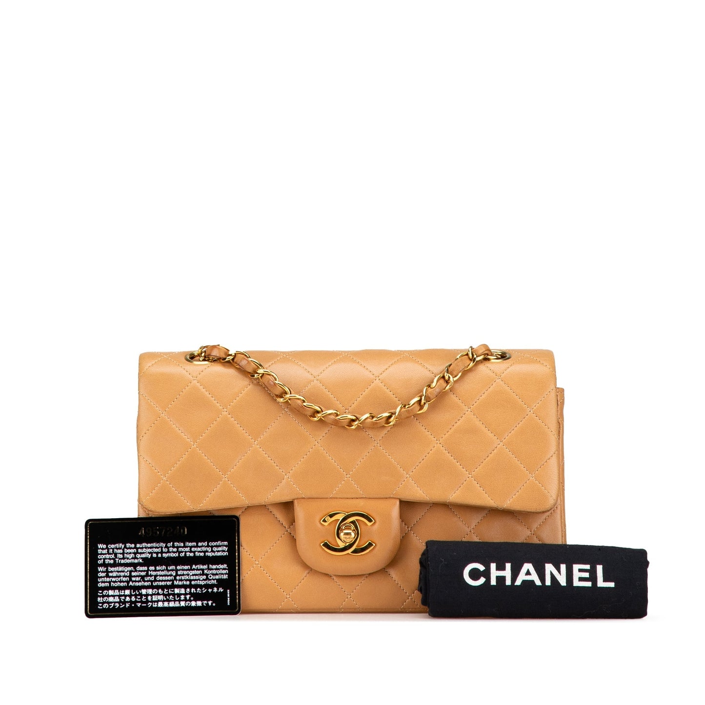 Orange Chanel Small Classic Lambskin Double Flap Shoulder Bag