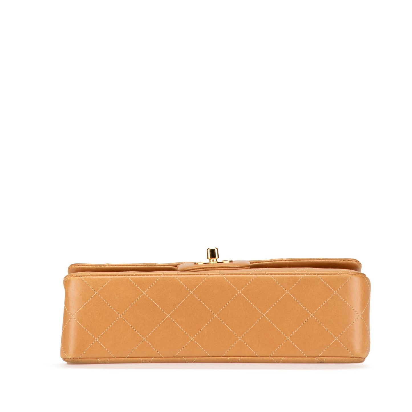 Orange Chanel Small Classic Lambskin Double Flap Shoulder Bag