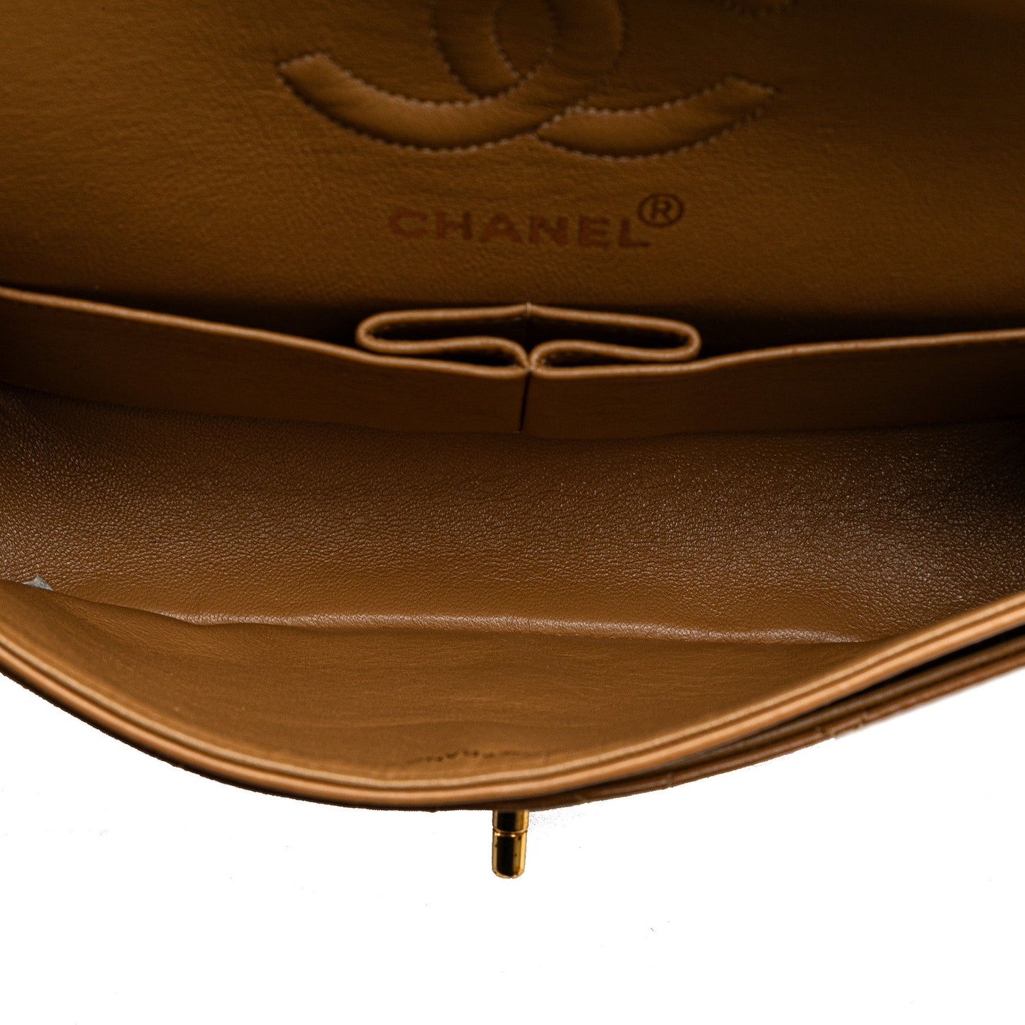 Orange Chanel Small Classic Lambskin Double Flap Shoulder Bag