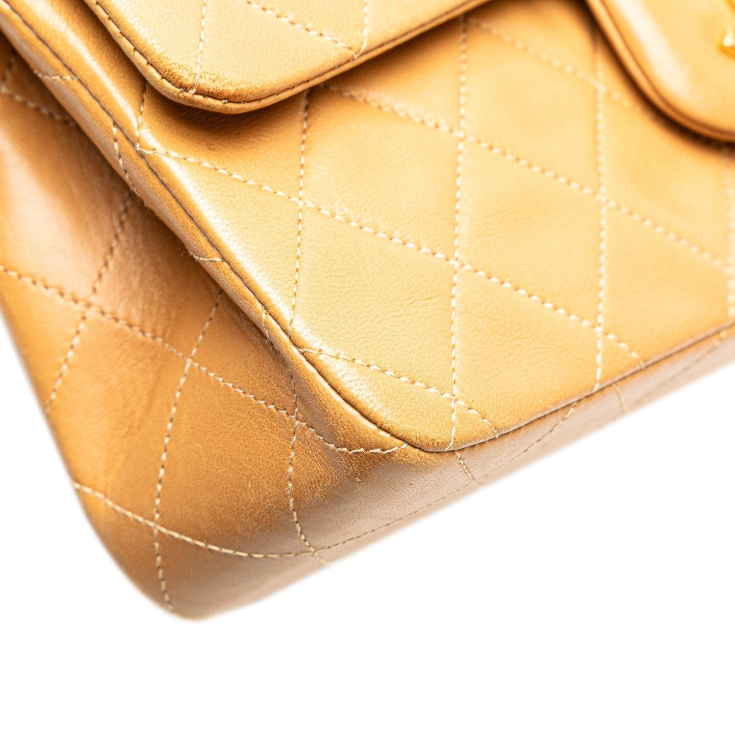 Orange Chanel Small Classic Lambskin Double Flap Shoulder Bag