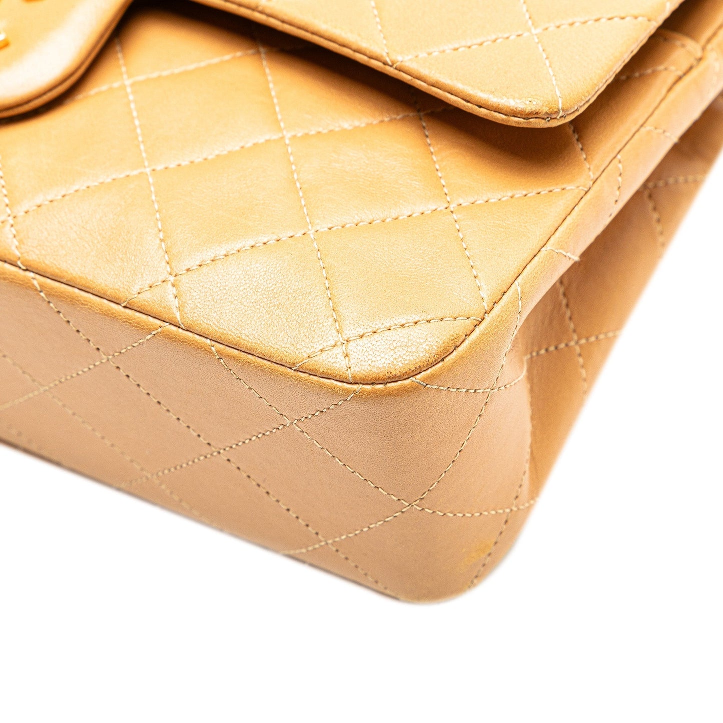 Orange Chanel Small Classic Lambskin Double Flap Shoulder Bag