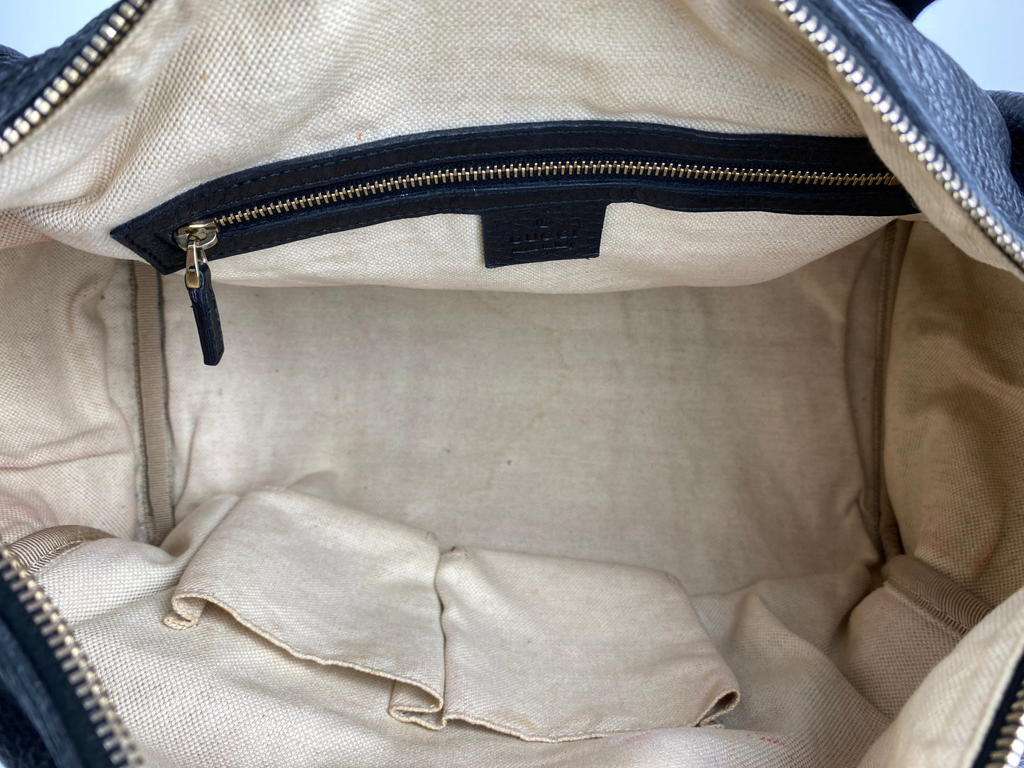 GUCCI - BLACK LEATHER WEB BOSTON BAG MEDIUM - VINTAGE