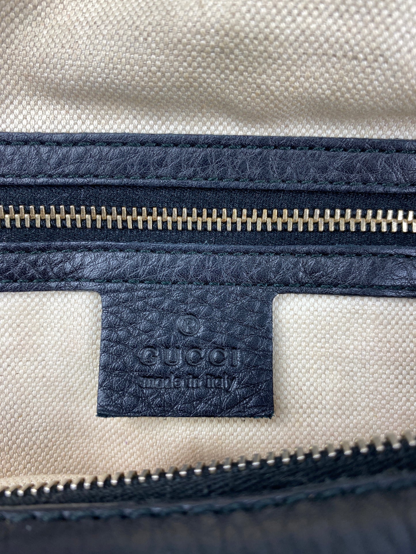 GUCCI - BLACK LEATHER WEB BOSTON BAG MEDIUM - VINTAGE