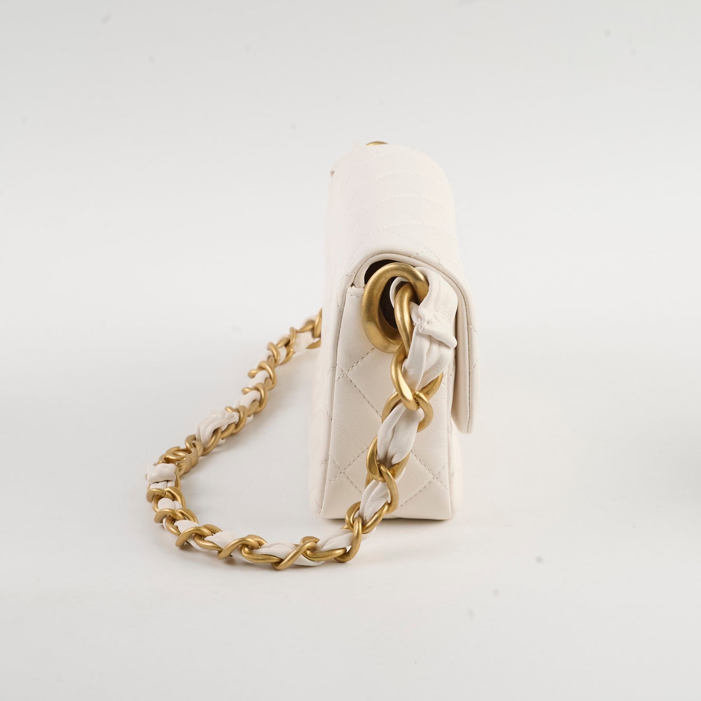 Chanel Seasonal Shoulder Bag White Microchip