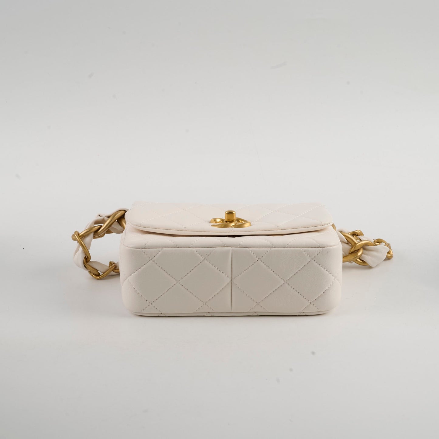 Chanel Seasonal Shoulder Bag White Microchip