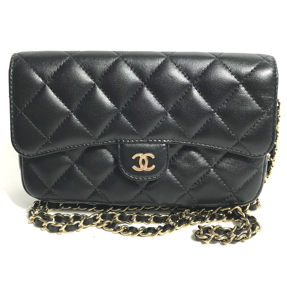 CHANEL Shoulder Bag AP2096 lambskin black COCO Mark Phone Case Wallet CC Matrasse Chain wallet