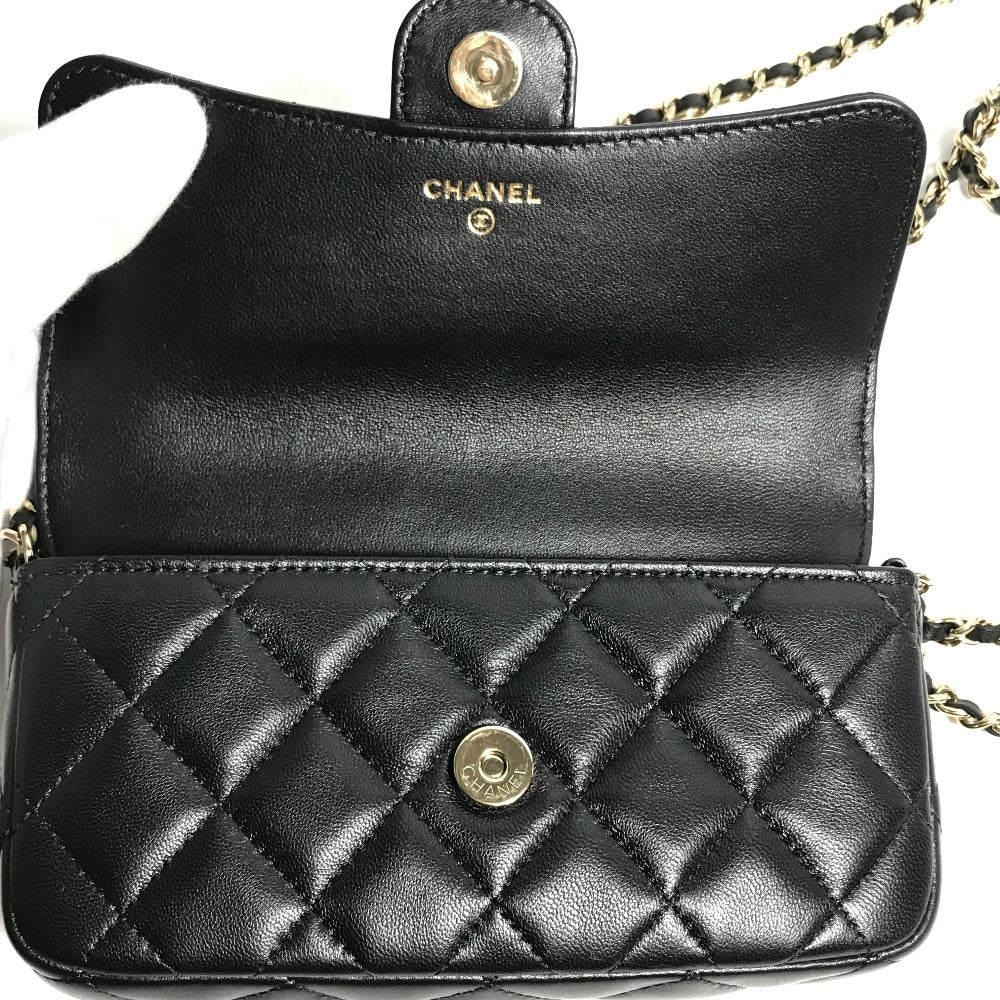 CHANEL Shoulder Bag AP2096 lambskin black COCO Mark Phone Case Wallet CC Matrasse Chain wallet