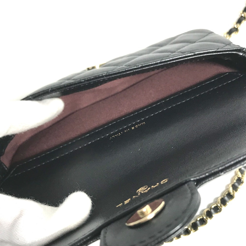 CHANEL Shoulder Bag AP2096 lambskin black COCO Mark Phone Case Wallet CC Matrasse Chain wallet