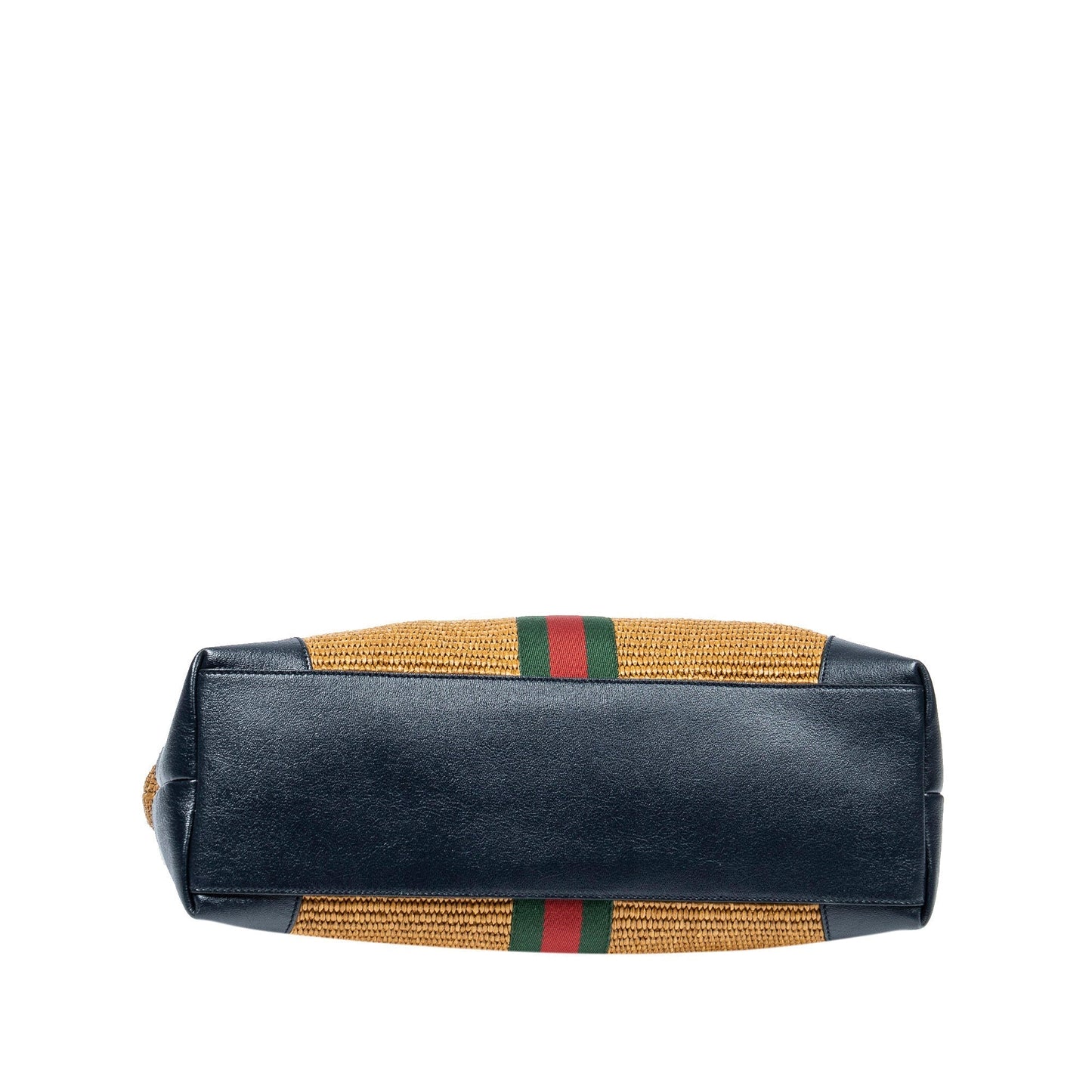Gold Gucci Medium Raffia Ophidia Tote Bag