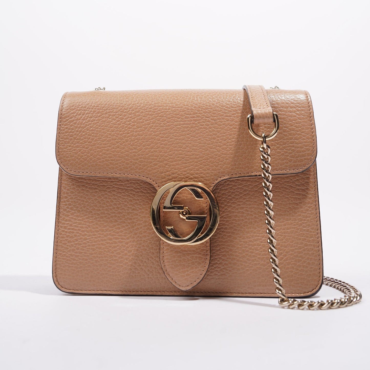 Gucci Interlocking Crossbody Bag Nude Leather Small