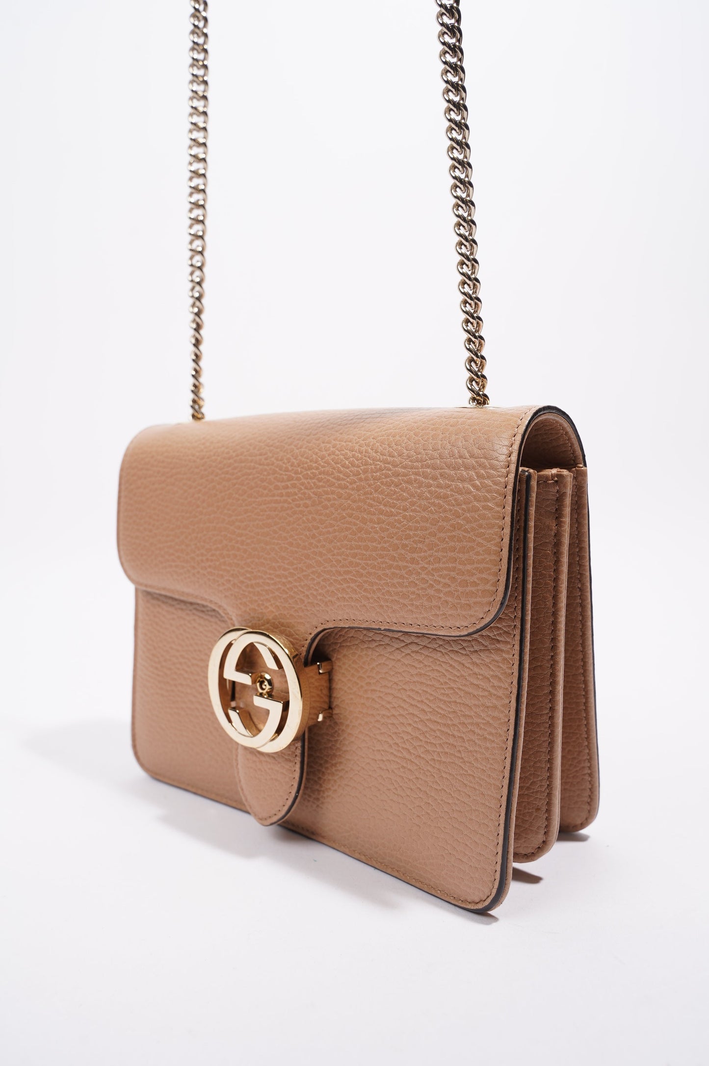 Gucci Interlocking Crossbody Bag Nude Leather Small