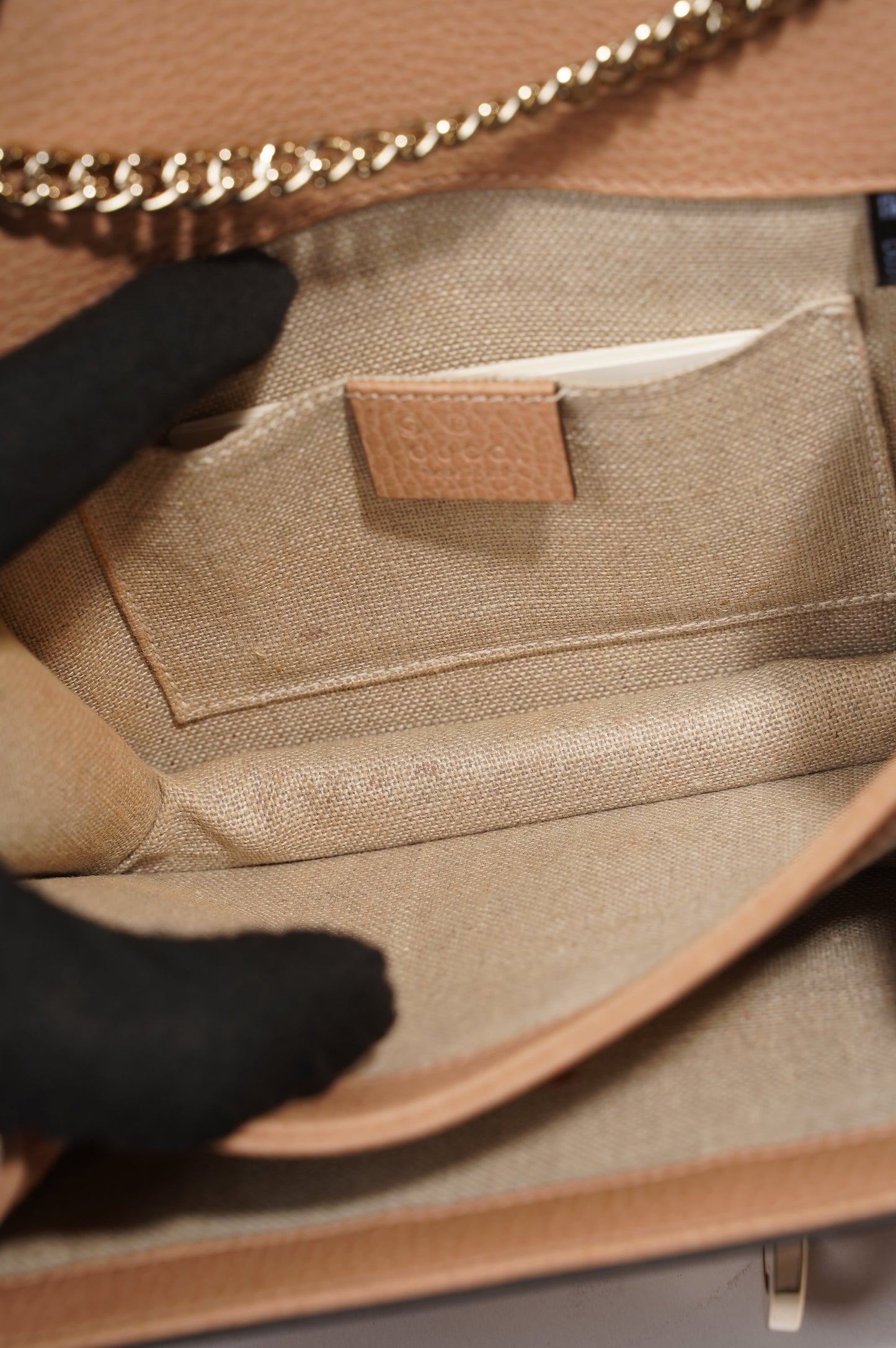 Gucci Interlocking Crossbody Bag Nude Leather Small