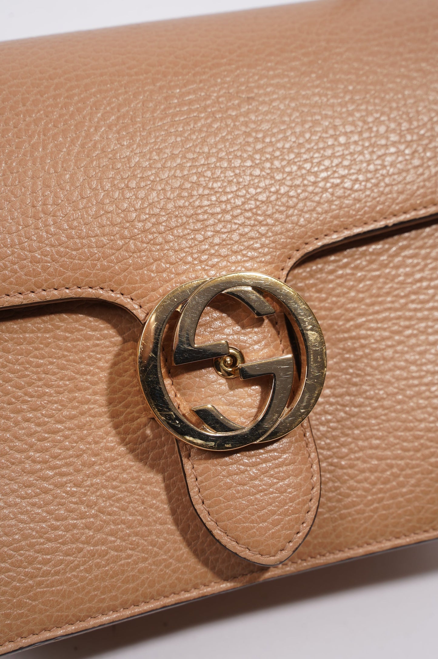 Gucci Interlocking Crossbody Bag Nude Leather Small