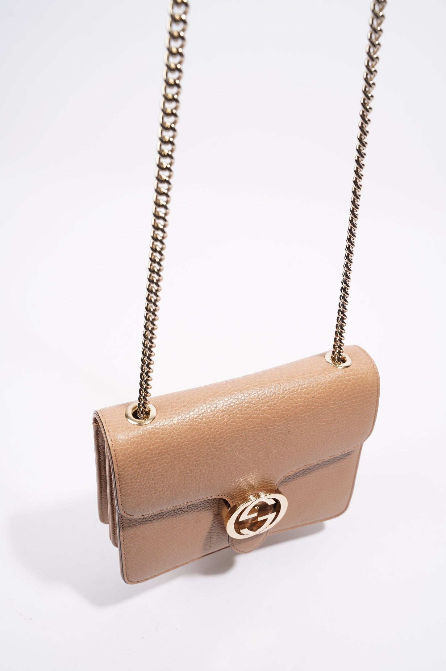 Gucci Interlocking Crossbody Bag Nude Leather Small
