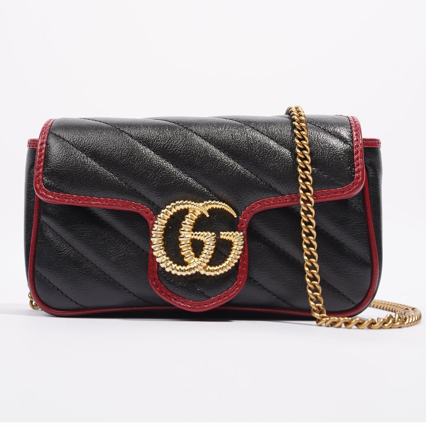 Gucci Torchon GG Marmont Black Leather Super Mini