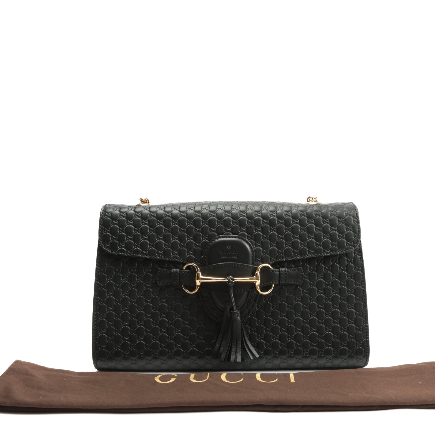 GUCCI Emily Guccissima Chain Shoulder Bag - Black