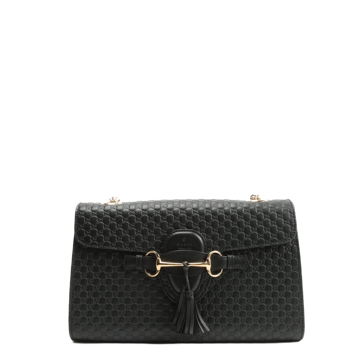 GUCCI Emily Guccissima Chain Shoulder Bag - Black