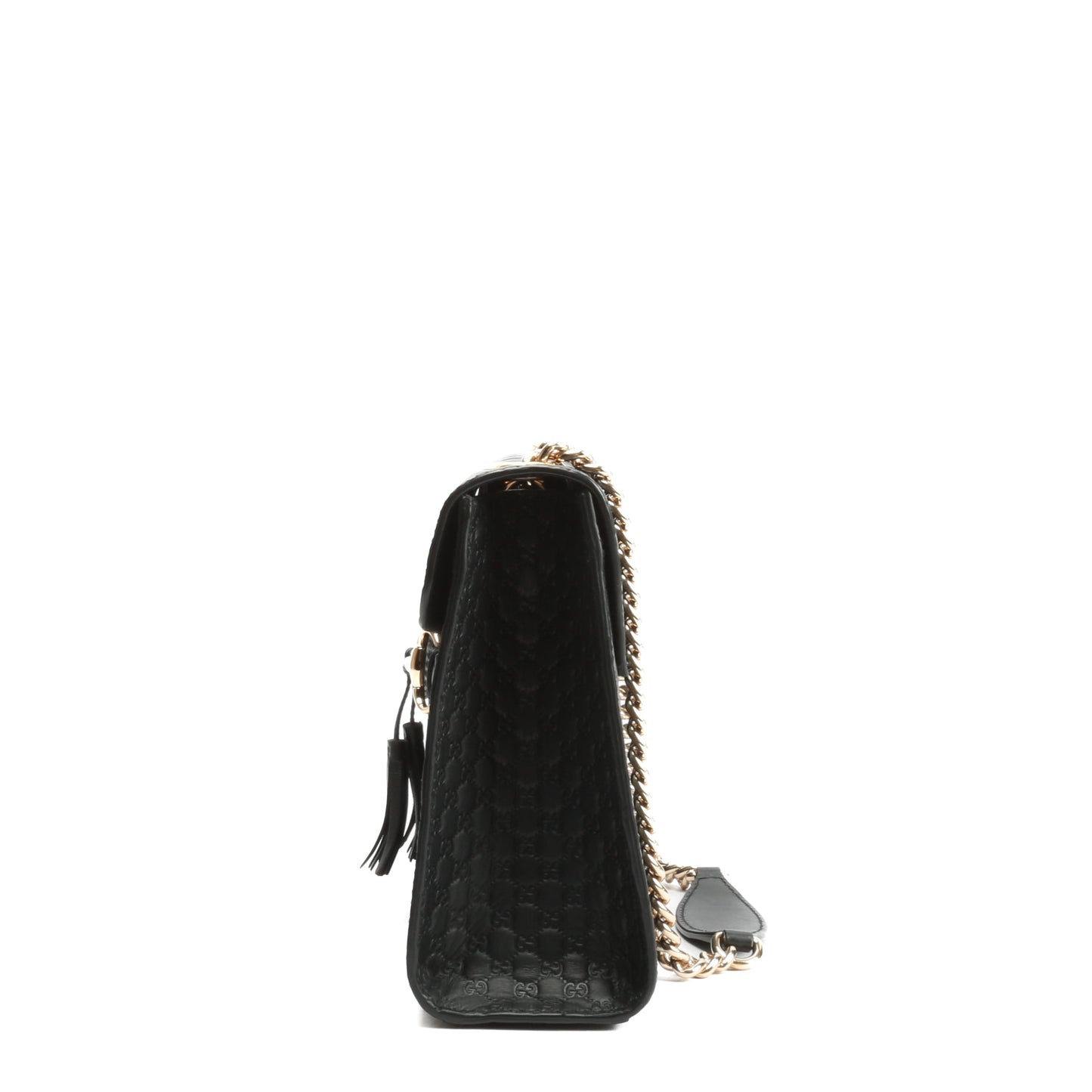 GUCCI Emily Guccissima Chain Shoulder Bag - Black