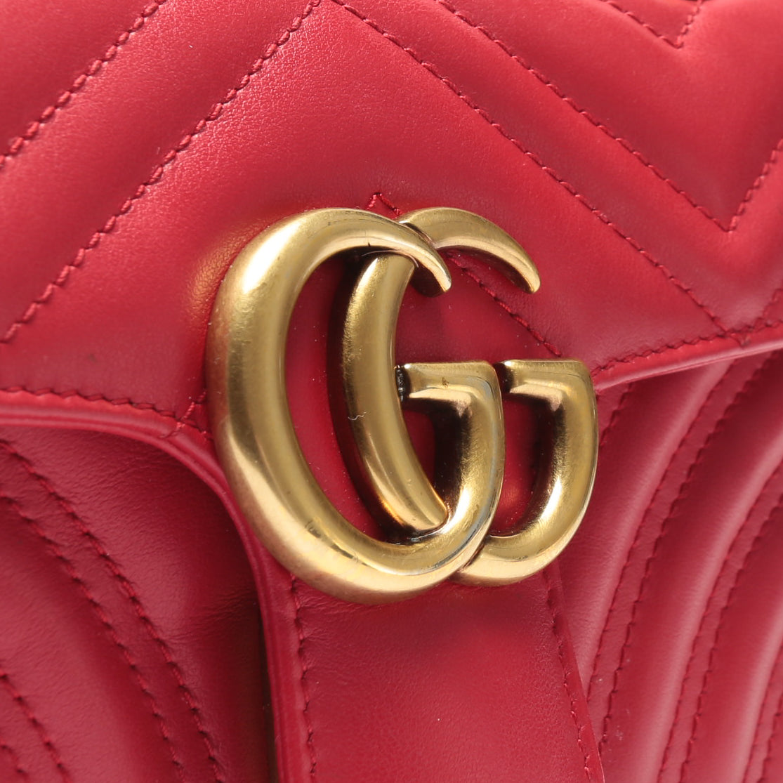 GUCCI GG Marmont Mini Shoulder Chain Red