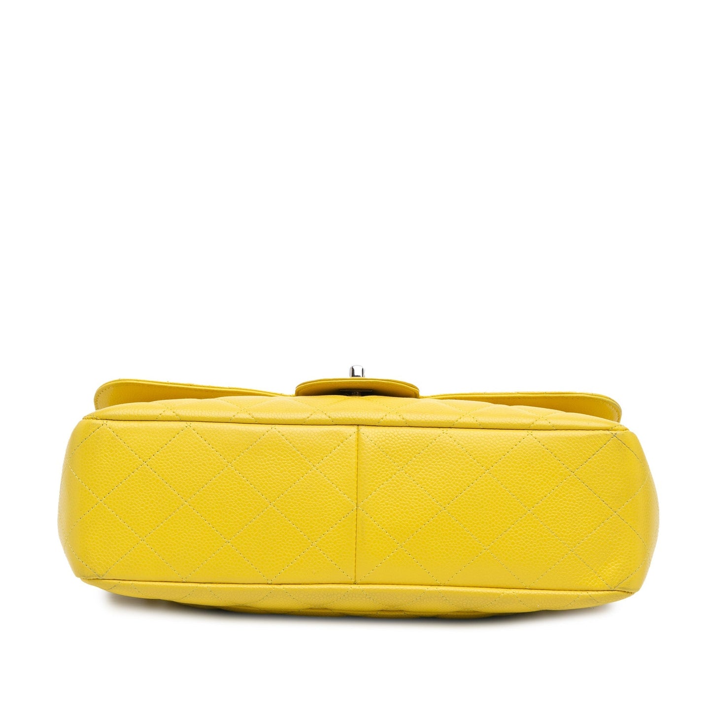 Yellow Chanel Jumbo Classic Caviar Single Flap Shoulder Bag