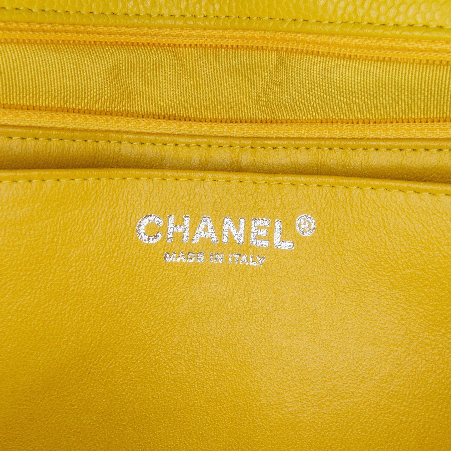 Yellow Chanel Jumbo Classic Caviar Single Flap Shoulder Bag