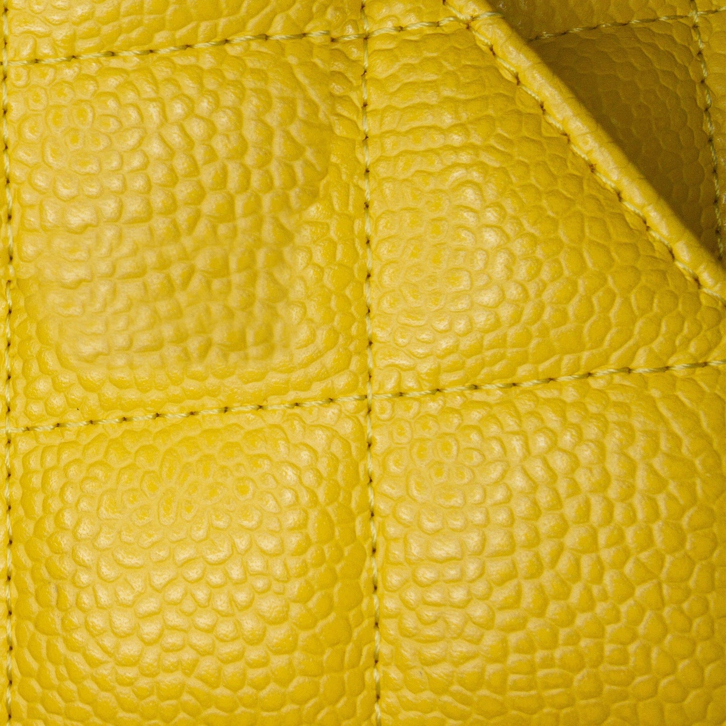 Yellow Chanel Jumbo Classic Caviar Single Flap Shoulder Bag