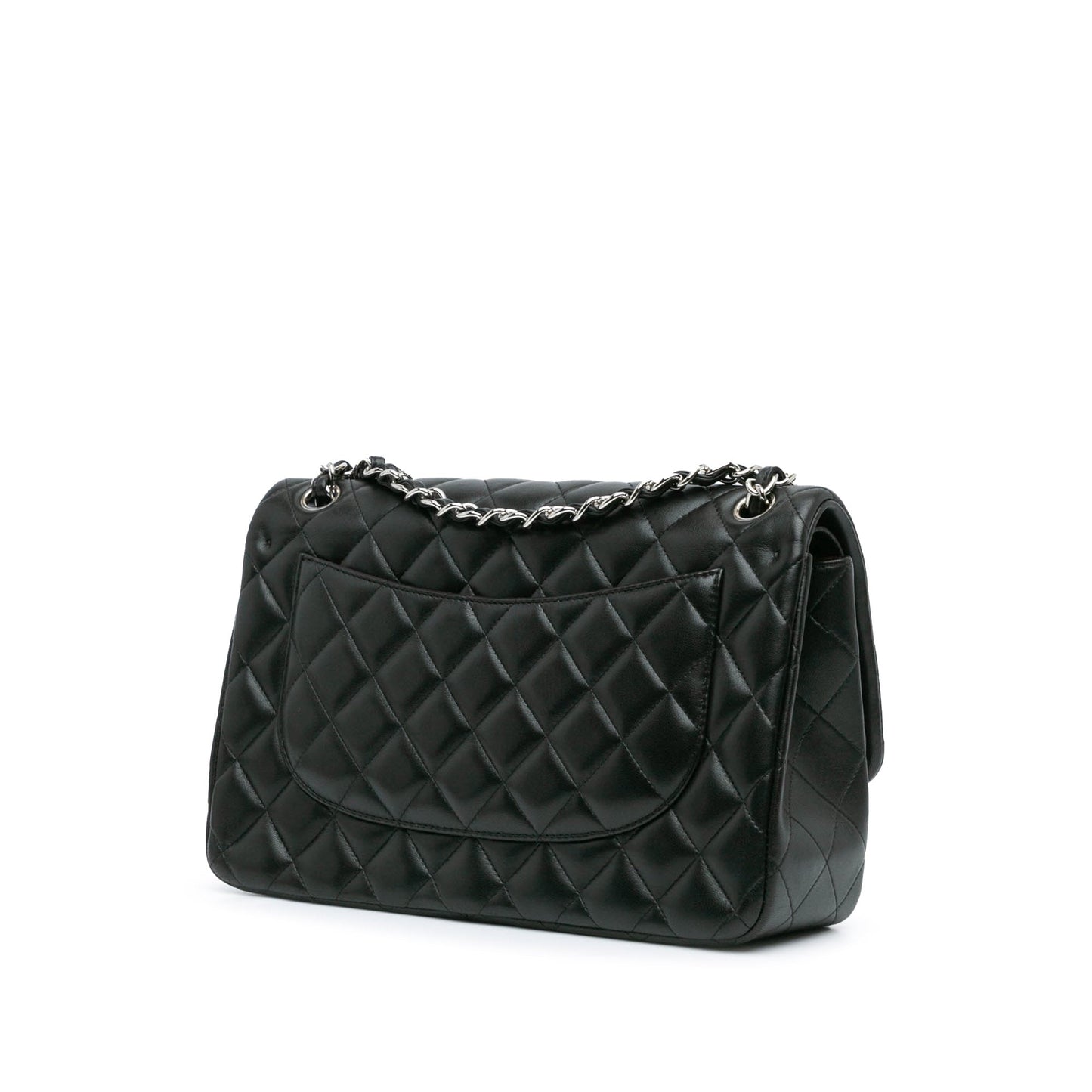 Black Chanel Jumbo Classic Lambskin Double Flap Shoulder Bag