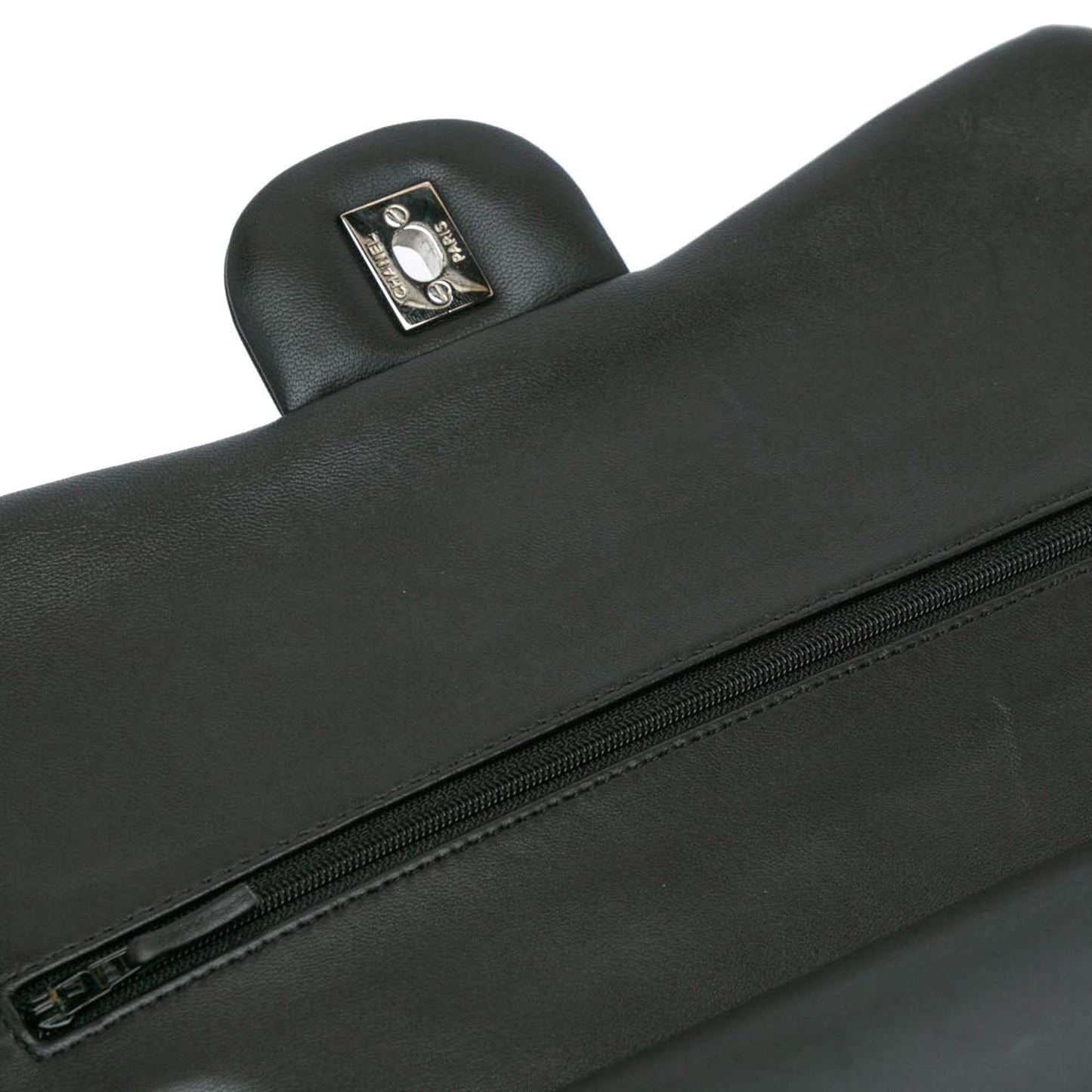 Black Chanel Jumbo Classic Lambskin Double Flap Shoulder Bag