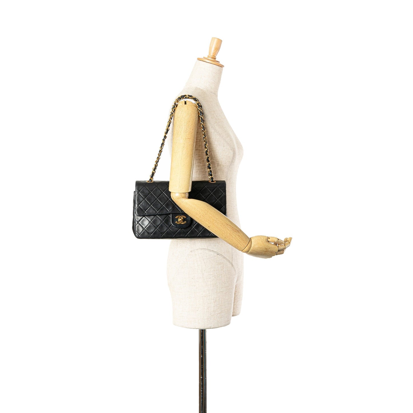 Black Chanel Medium Classic Lambskin Double Flap Shoulder Bag