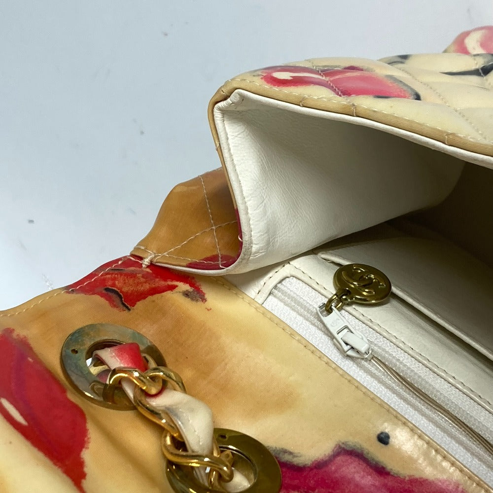 CHANEL Shoulder Bag Patent leather white WChain Bag Quilted Matelasse