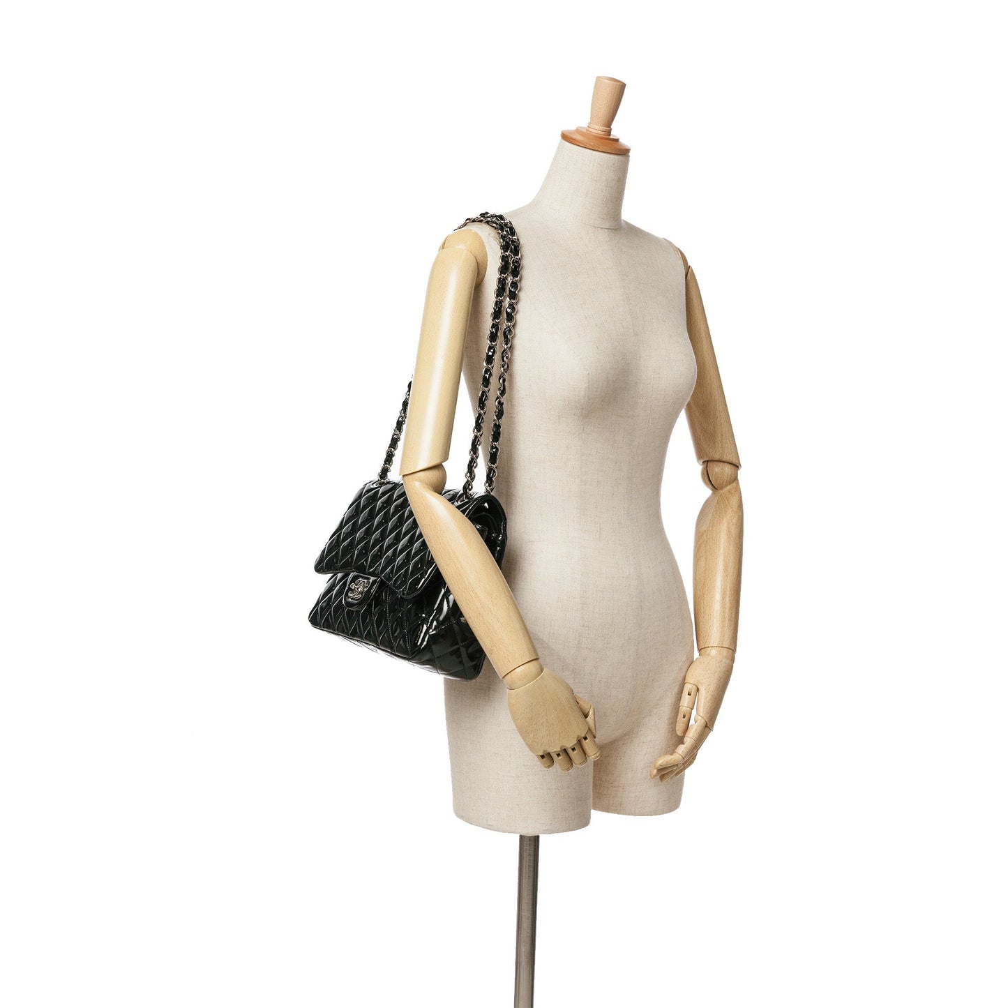 Black Chanel Jumbo Classic Patent Double Flap Shoulder Bag