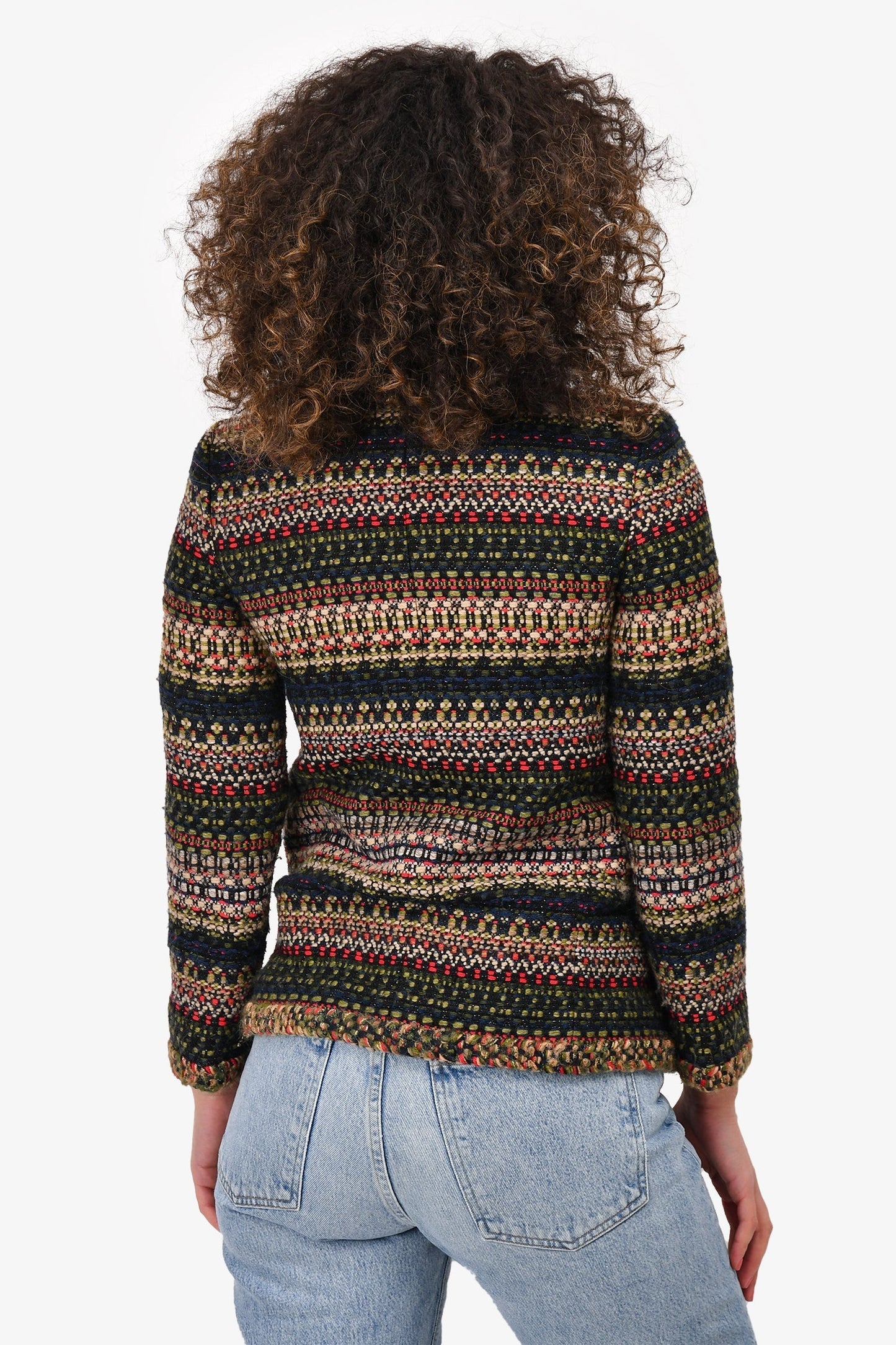 Chanel™ 2018 Multicolour Shoulder Padded Zip Up Tweed Jacket Size 34