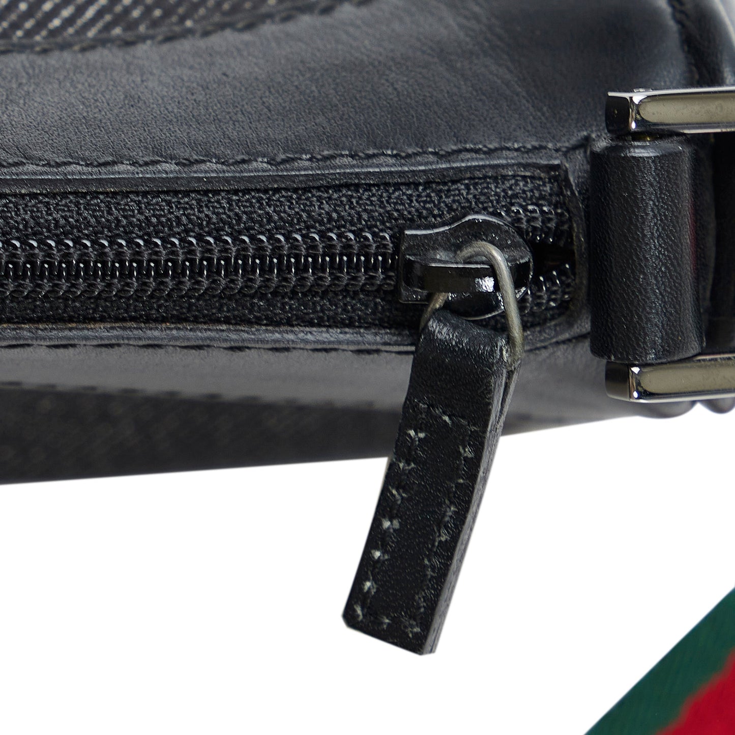 Gucci Web Baguette Black GG Denim Canvas