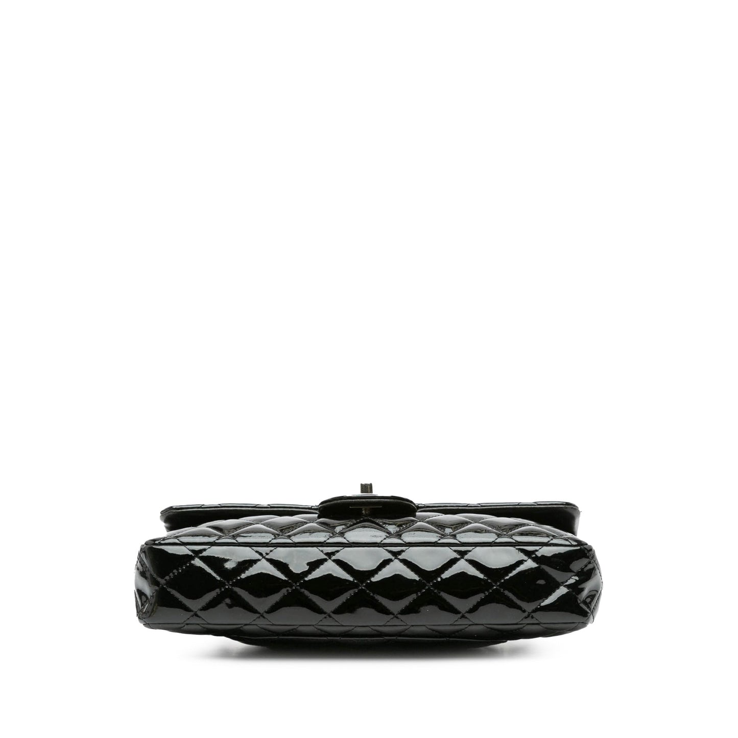 Black Chanel Classic Patent East West Single Flap Shoulder Bag