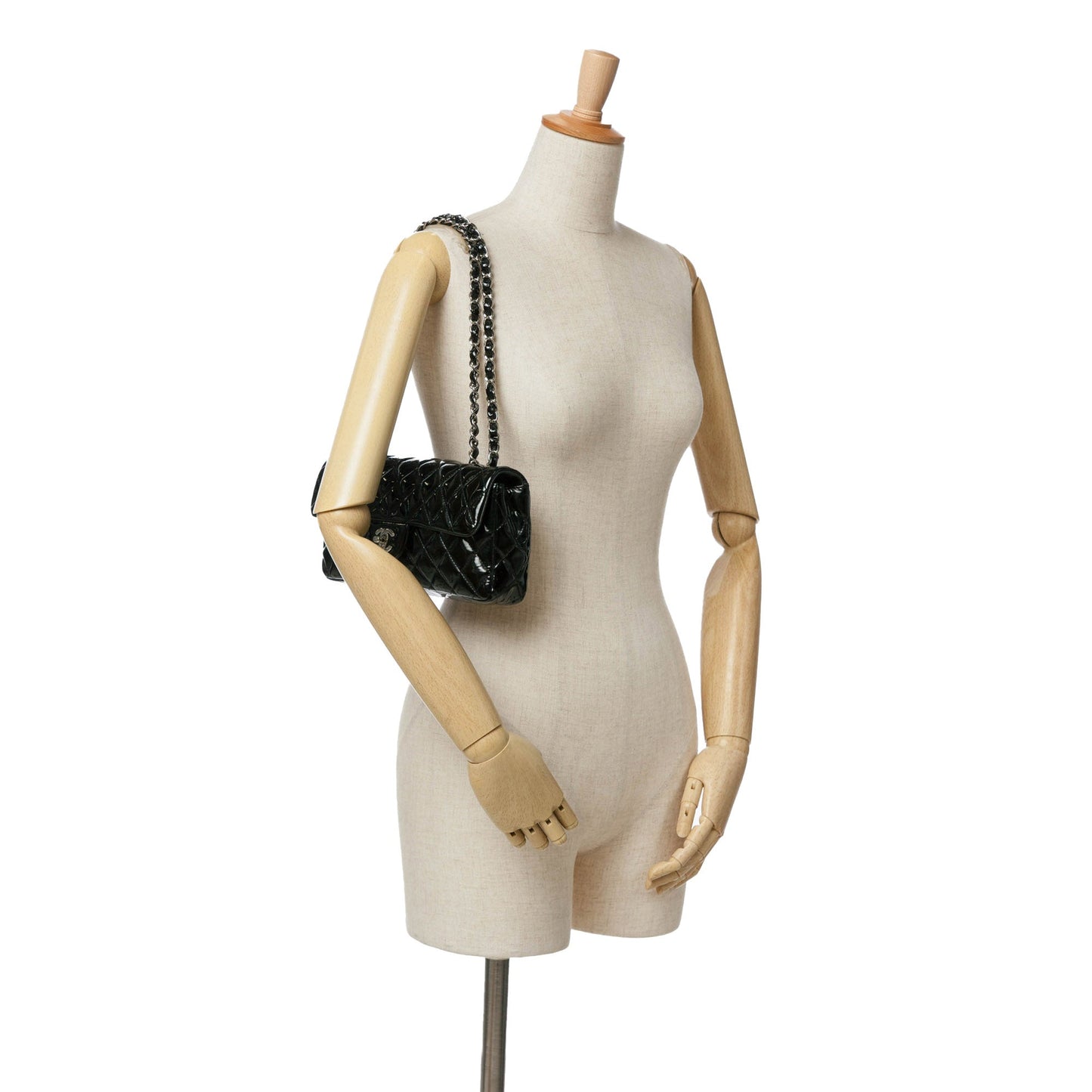 Black Chanel Classic Patent East West Single Flap Shoulder Bag