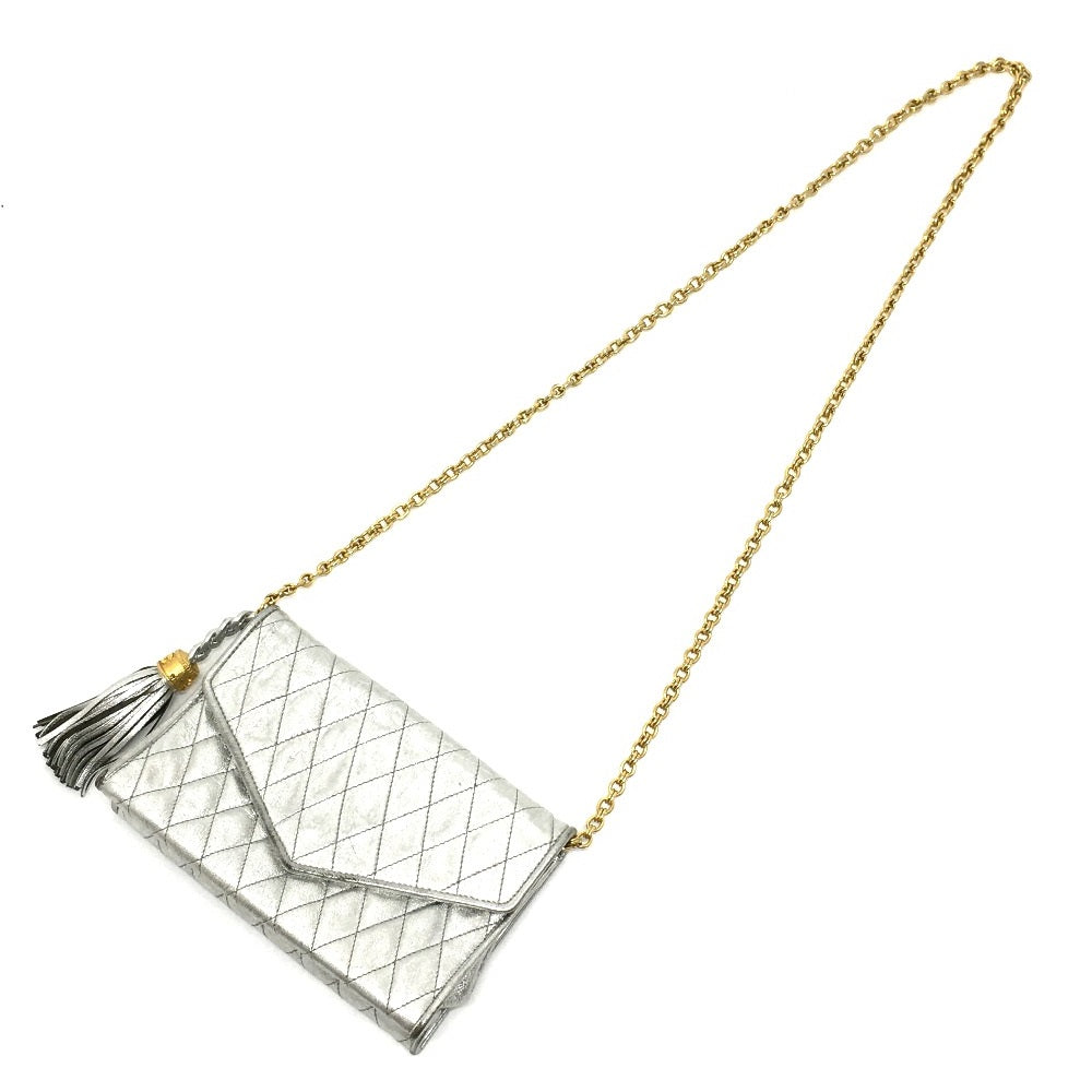 CHANEL Shoulder Bag leather Silverx Gold Metal quilting matelasse Fringe CCCOCO Mark Women Used