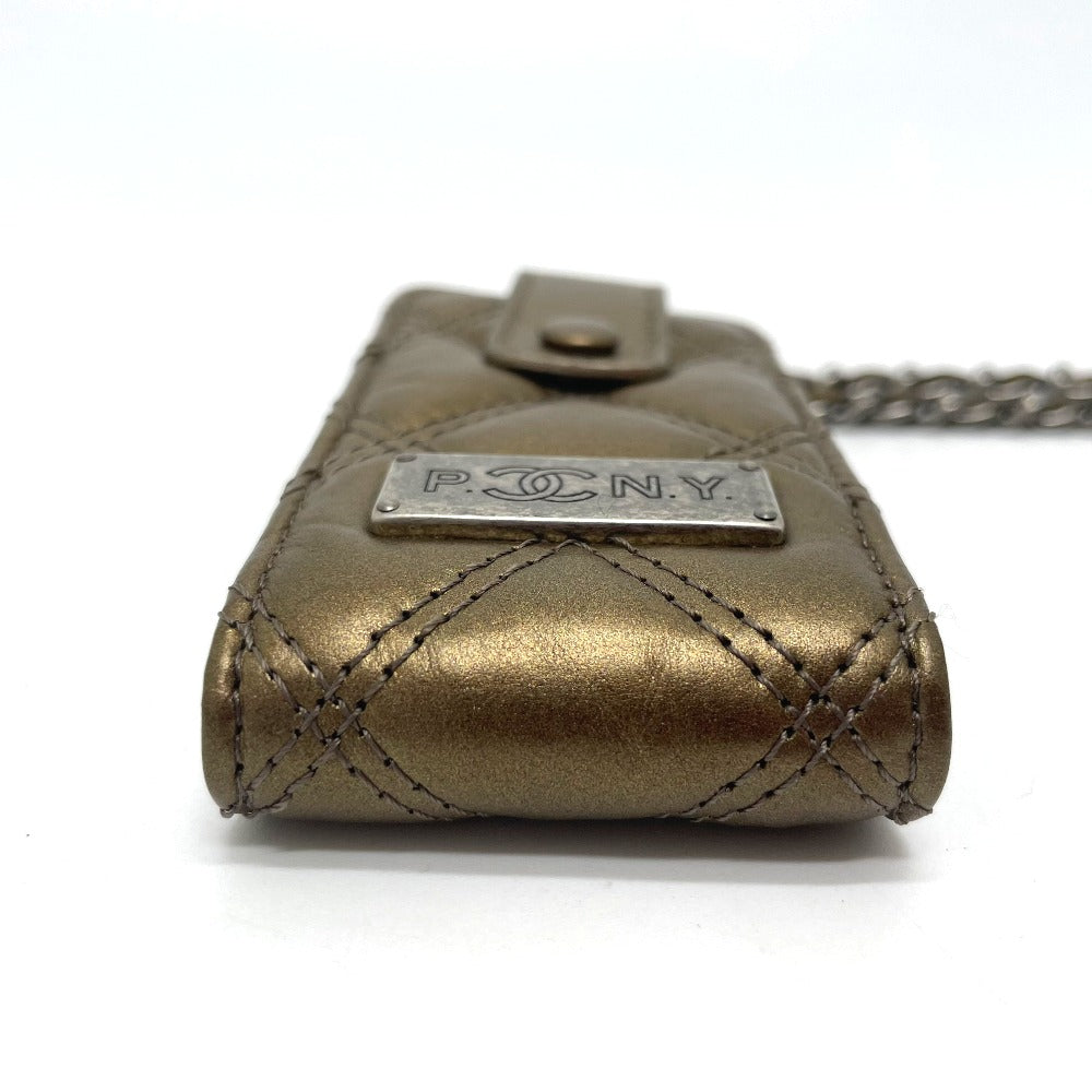 CHANEL Shoulder Bag A32475 leather Gold x Silver Metal 06A Matelasse Paris New York Women Used