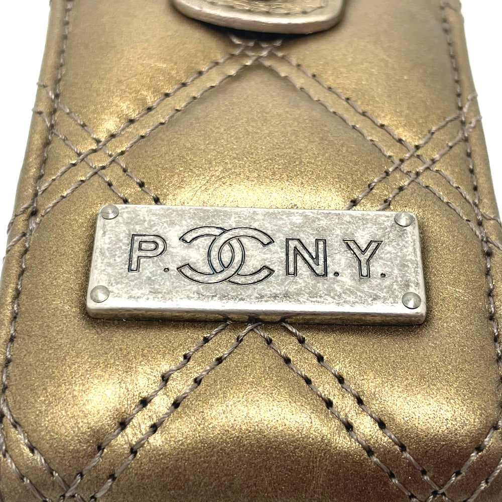 CHANEL Shoulder Bag A32475 leather Gold x Silver Metal 06A Matelasse Paris New York Women Used