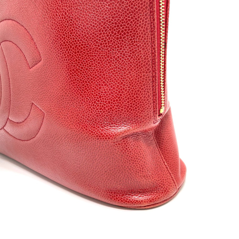 CHANEL Shoulder Bag Caviar skin Red CC COCO Mark Ball charm Women Used